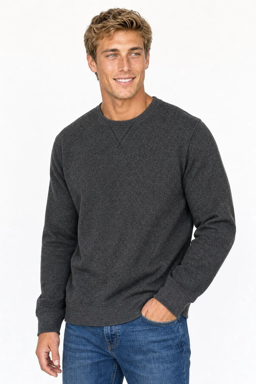man wearing gray sweatshirt