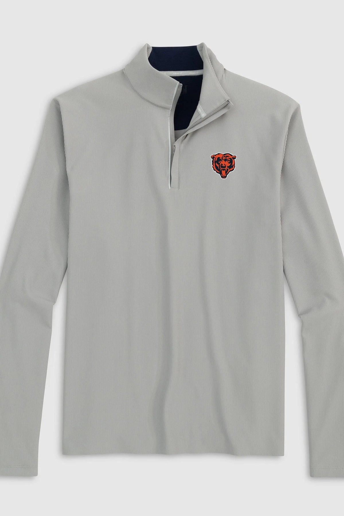 A light gray long-sleeve quarter-zip pullover with a small embroidered crimson and gold South Carolina logo on the left chest, displayed on a neutral light gray background.
