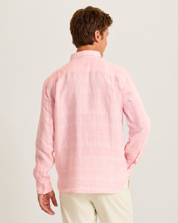 Paradisio Plaid Linen Long-Sleeve Shirt