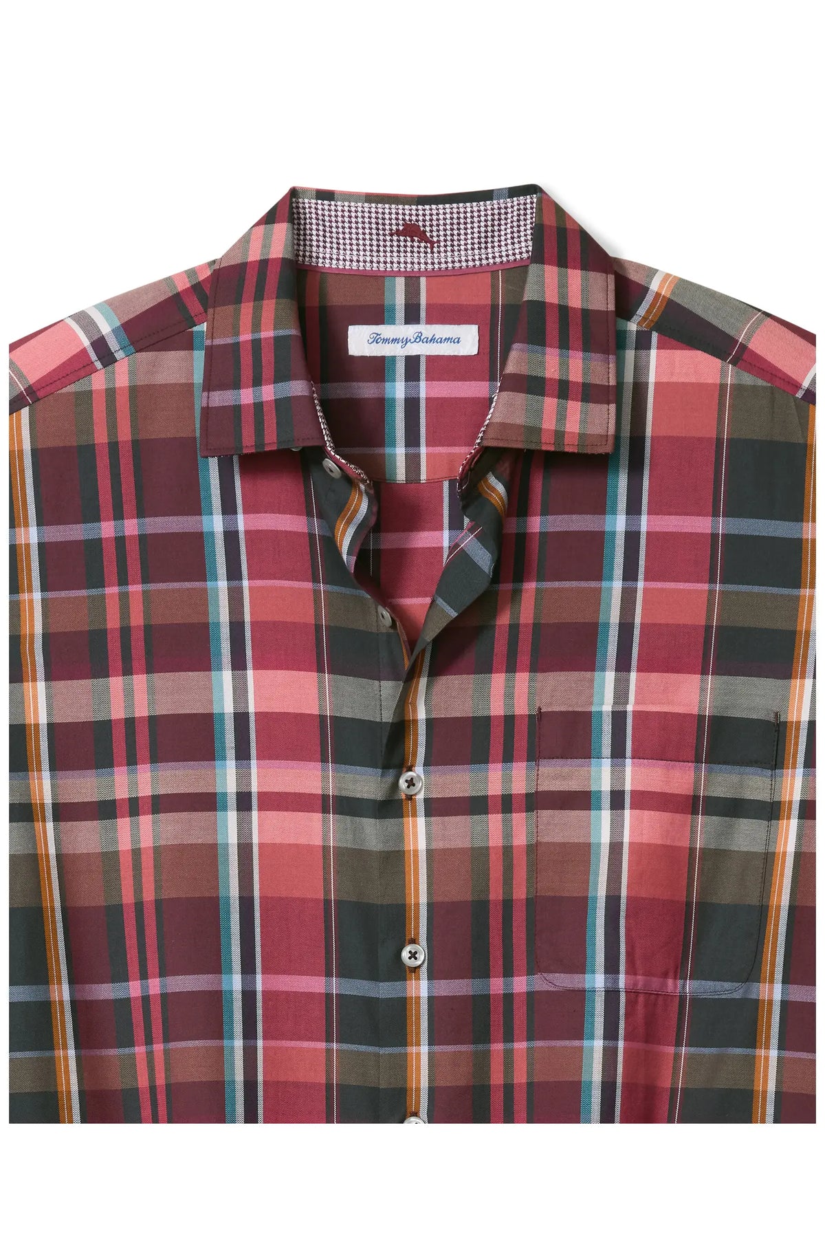 close up of button down plaid shirt 