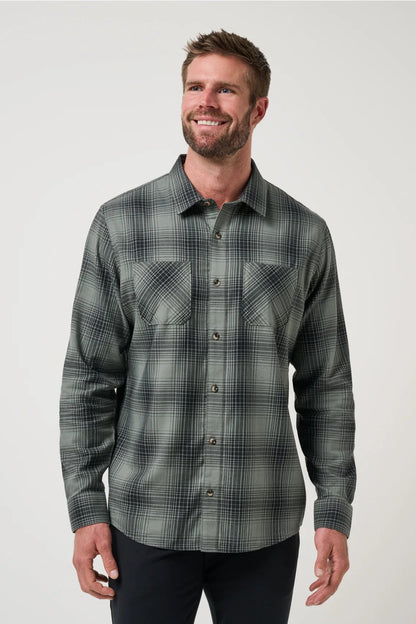 Cloud Flannel Plaid Button Up