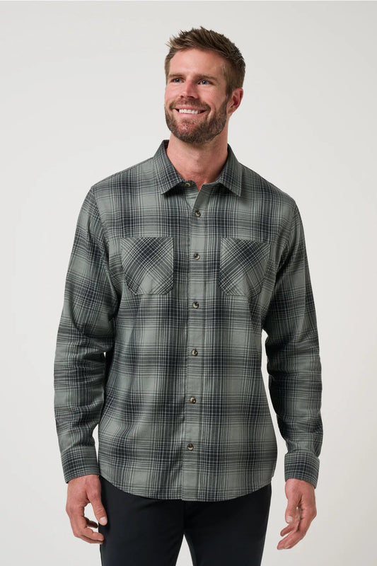 Cloud Flannel Plaid Button Up