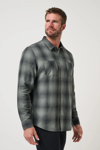 Cloud Flannel Plaid Button Up