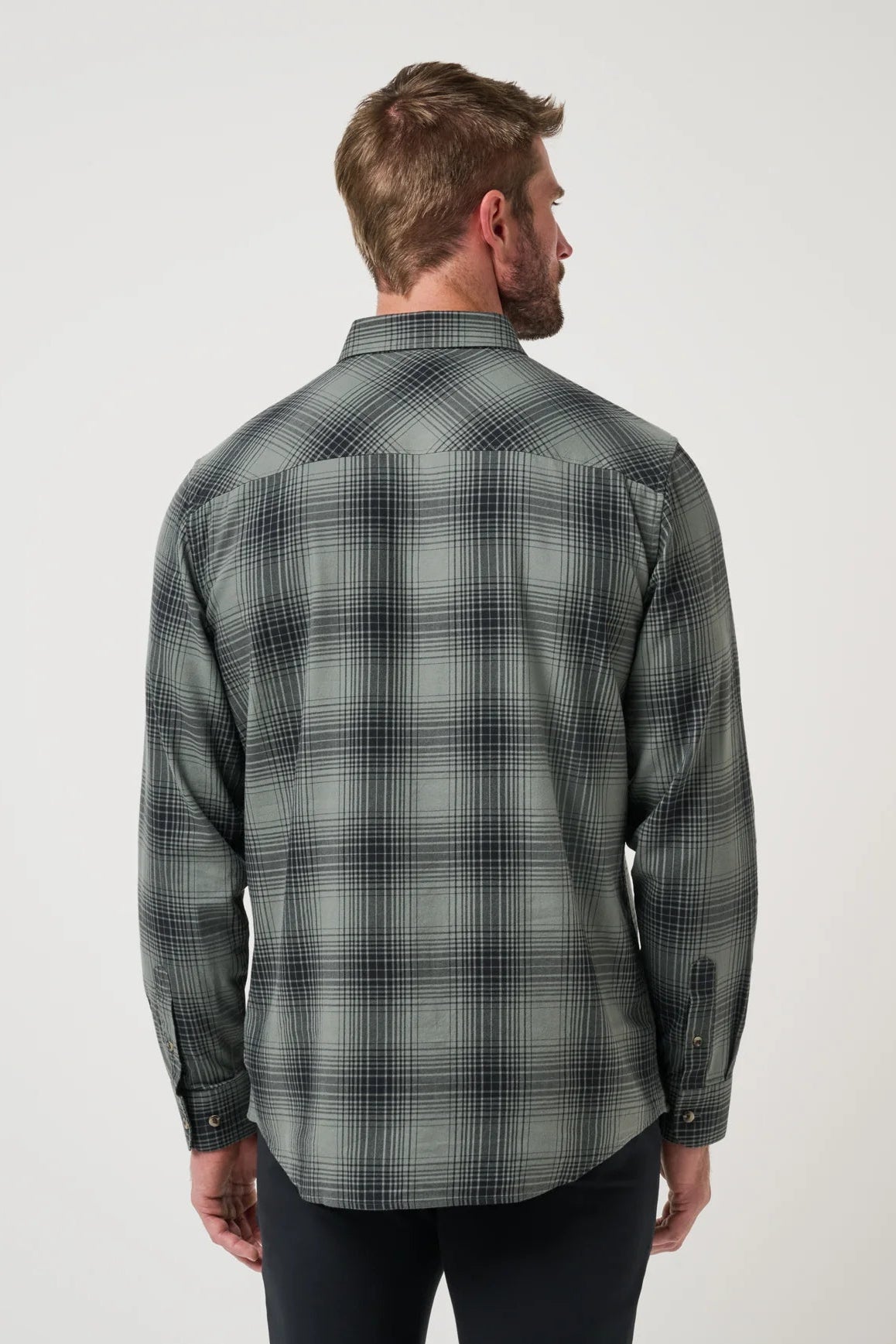 Cloud Flannel Plaid Button Up