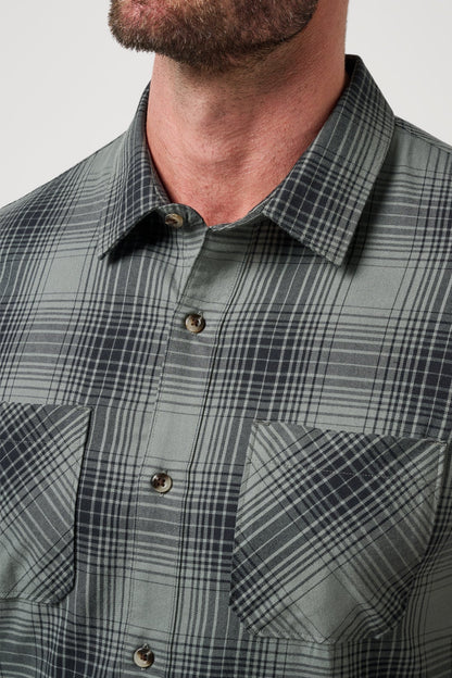 Cloud Flannel Plaid Button Up