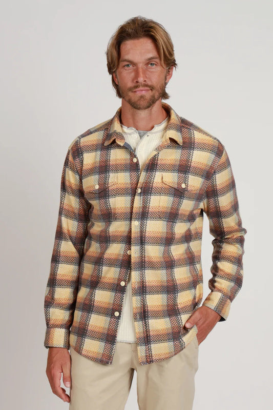 man in button down plaid