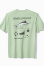 Light green t-shirt with Atlantic Blue Marlin graphic and Tommy Bahama branding on a white background
