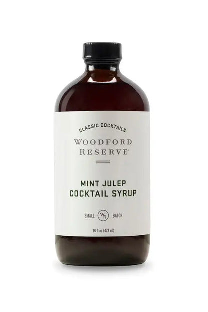 Bottle of Woodford Reserve Mint Julep Cocktail Syrup on a white background