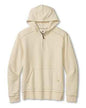 cream half zip hoodie on white background