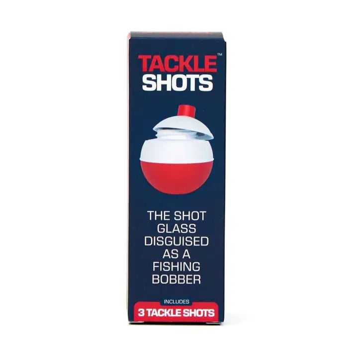 Box of Tackle Shots with a red and white design on a white background