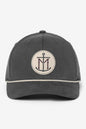Gray cap with a circular emblem featuring an anchor and initials on a white background