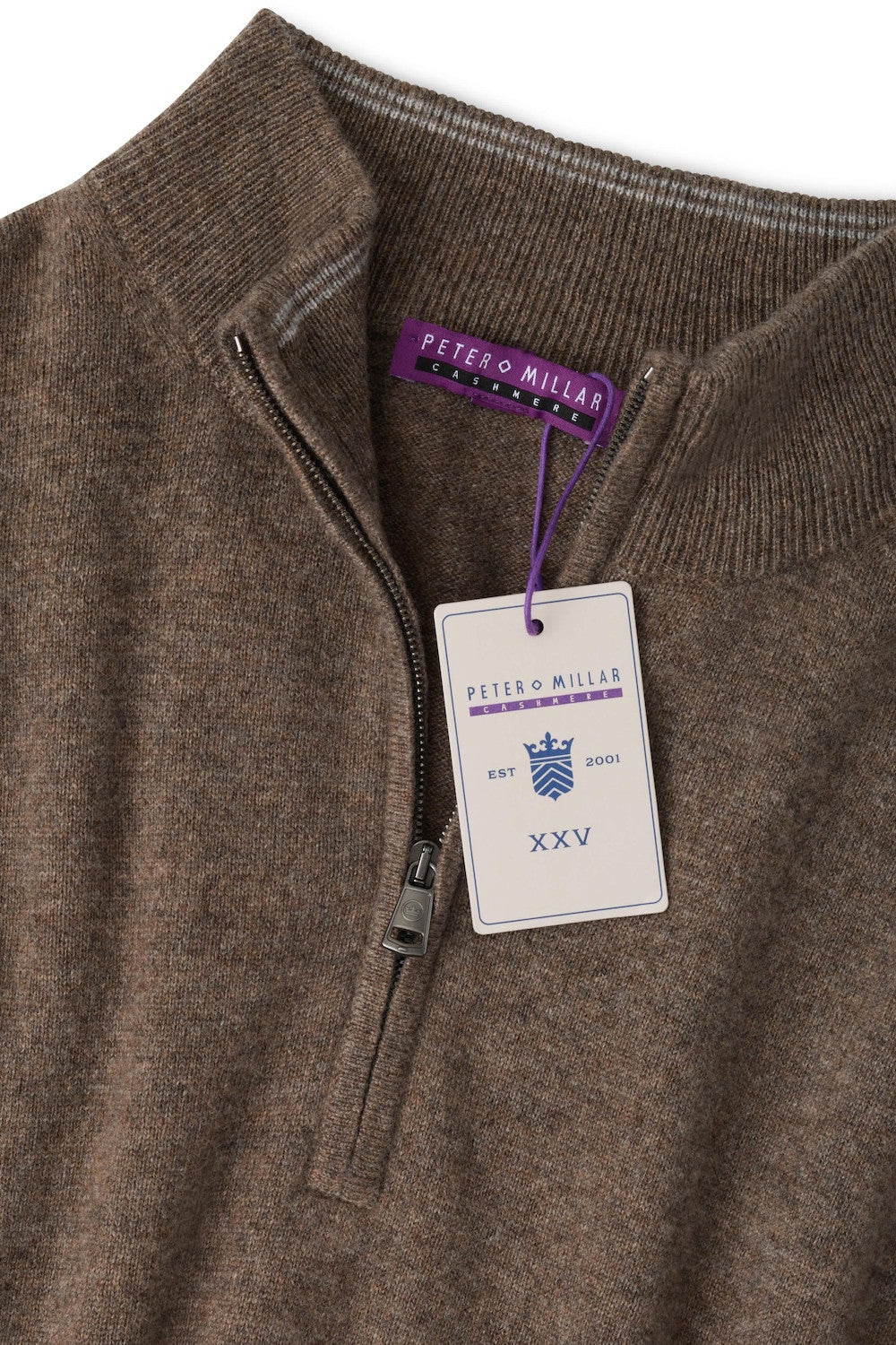 close up of cashmere 1/4 zip pullover