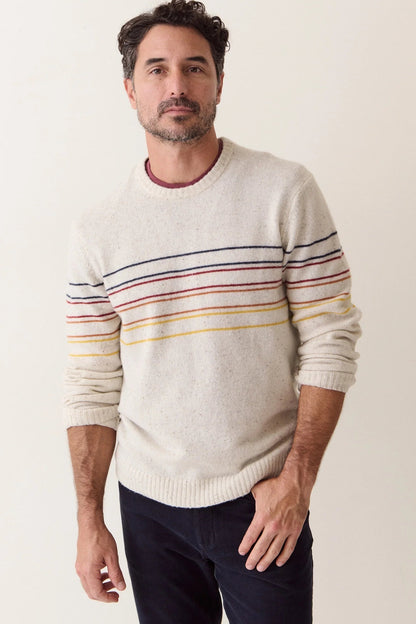 man in striped sweater with jeans