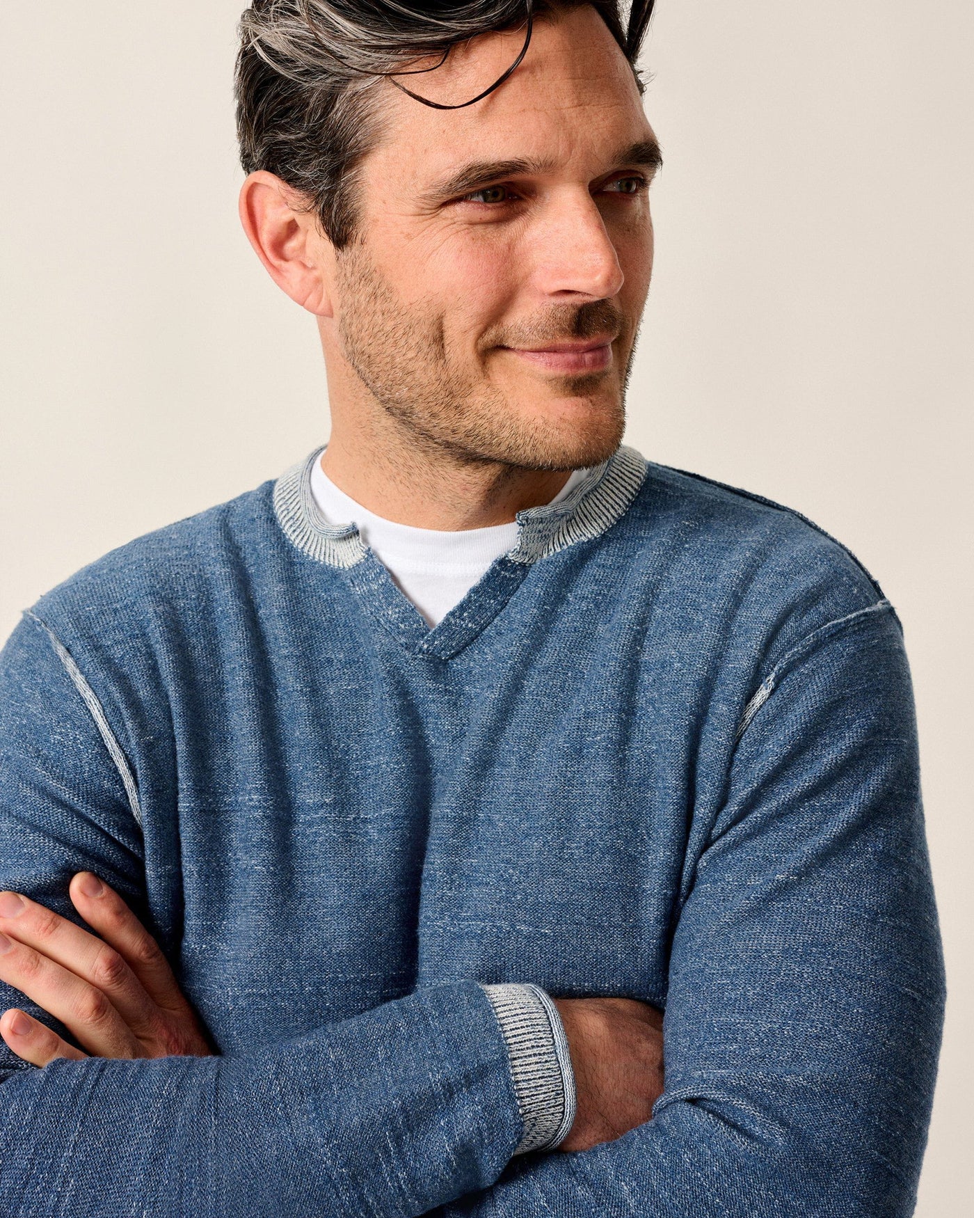 Jamesy Split Neck Cotton Sweater