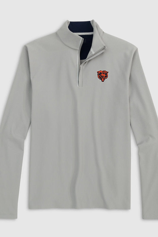 A light gray long-sleeve quarter-zip pullover with a small embroidered crimson and gold South Carolina logo on the left chest, displayed on a neutral light gray background.
