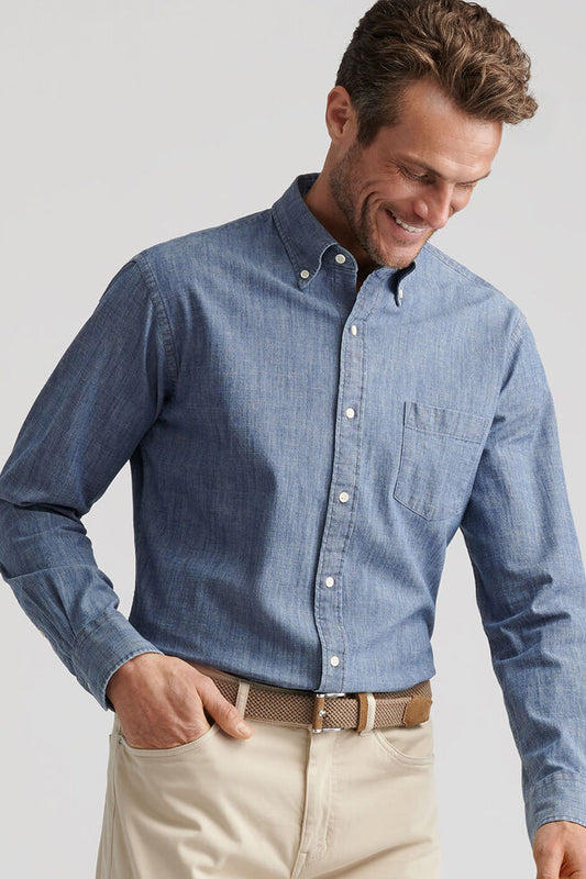 Tamworth Chambray Cotton-Stretch Sport Shirt