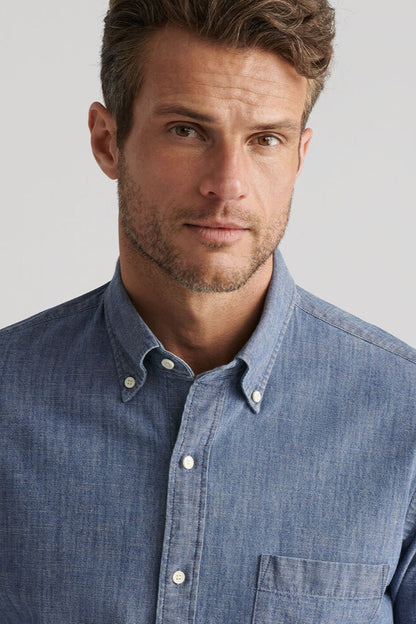 Tamworth Chambray Cotton-Stretch Sport Shirt