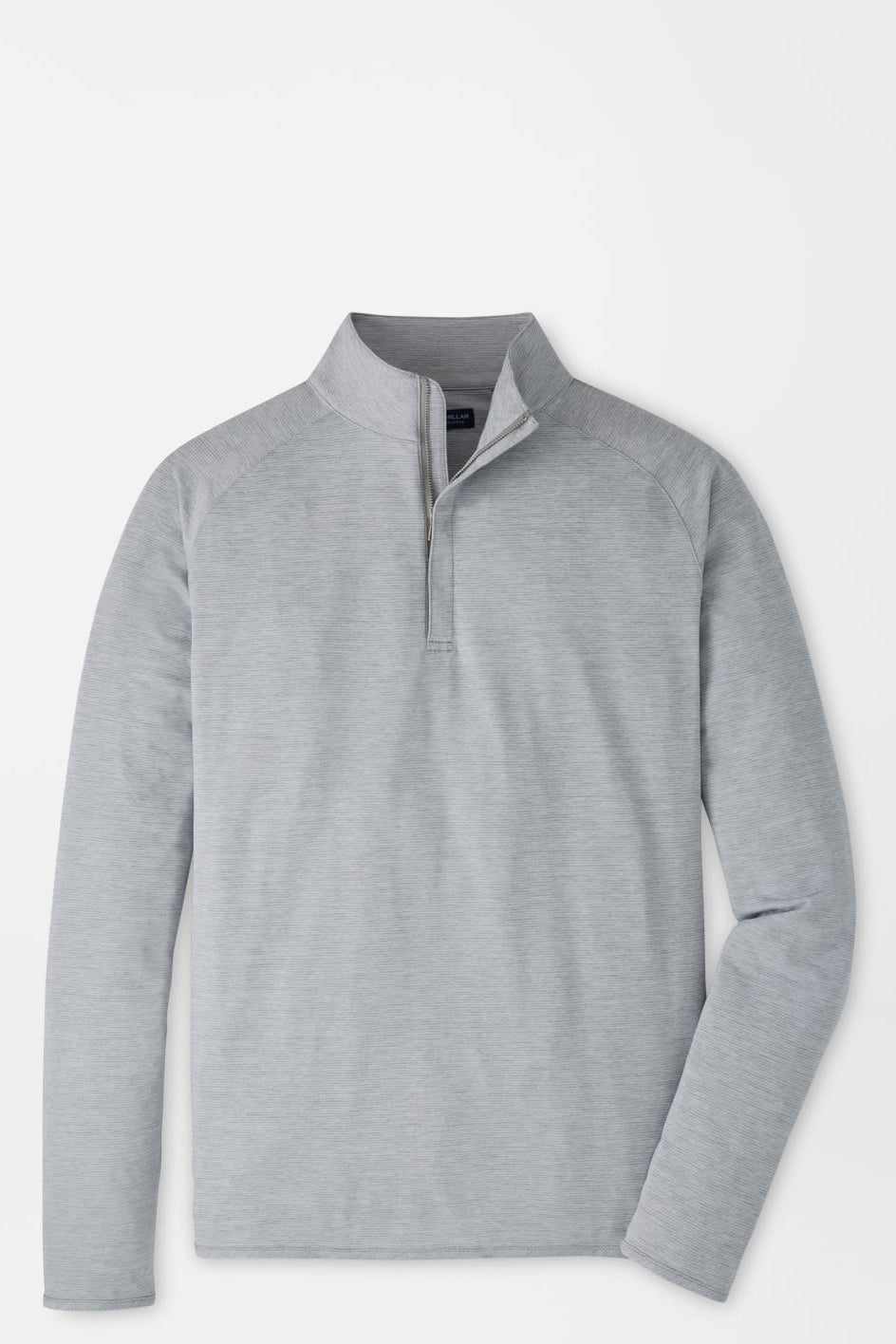 A light gray heathered quarter-zip pullover sweater with a mock neck collar, displayed on a clean white background.