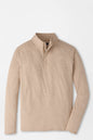 A men's long-sleeve quarter-zip pullover in a heathered light tan or sand color, displayed on a clean white background.