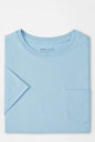 Light blue t-shirt with a pocket on a white background