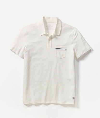 White polo shirt with a pocket on a white background
