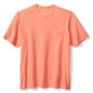 Coral t-shirt with a pocket on a white background