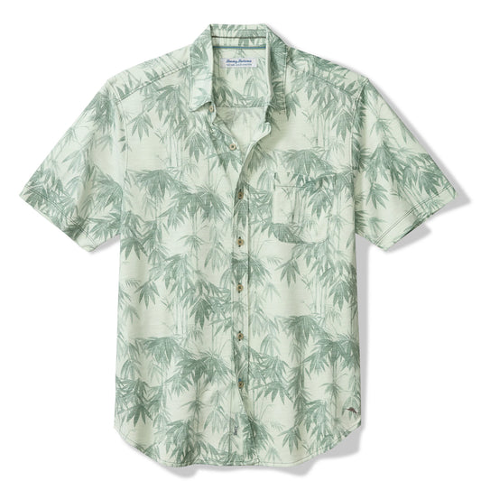 button up short sleeve shirt with bamboo print