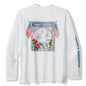 White long-sleeve shirt with Tommy Bahama branding and patriotic design on a white background