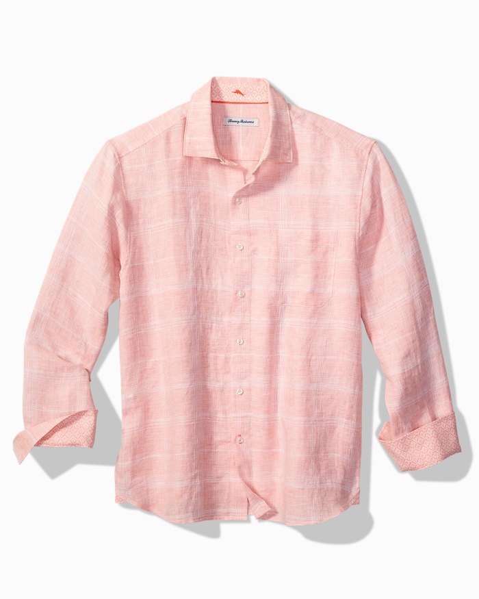 Paradisio Plaid Linen Long-Sleeve Shirt