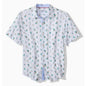 short sleeve button up mens shirt with beach drinks pattern