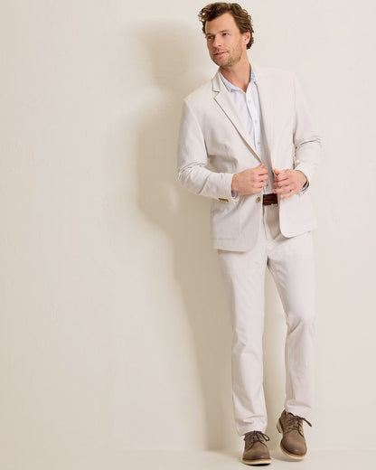 Nova Wave Stretch-Seersucker Sand Stripe Blazer