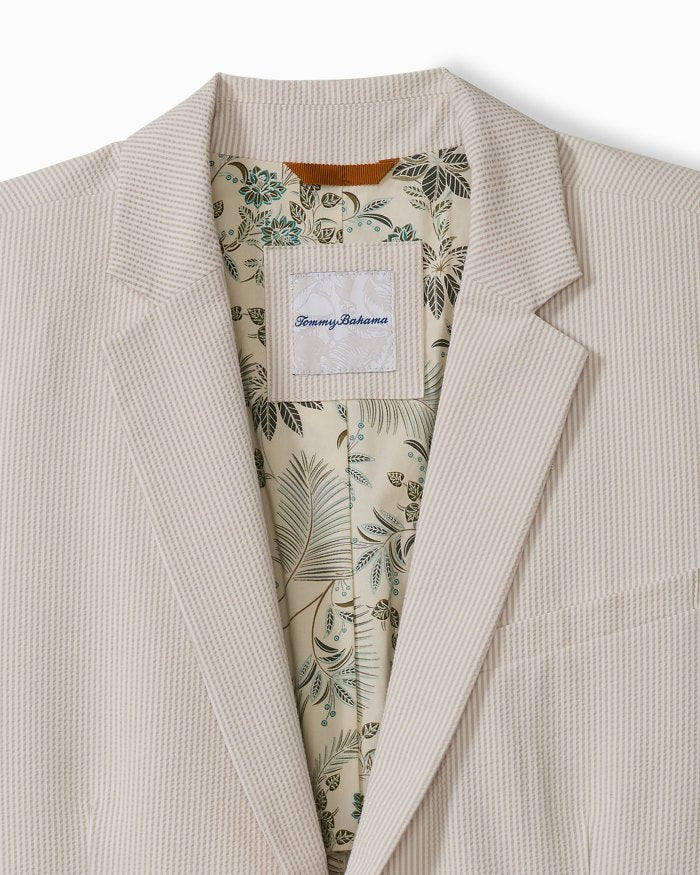 Nova Wave Stretch-Seersucker Sand Stripe Blazer