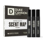 Duke Cannon Supply Co. cologne set with three black bottles and packaging on a white background