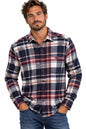man in flannel check shirt and jeans 